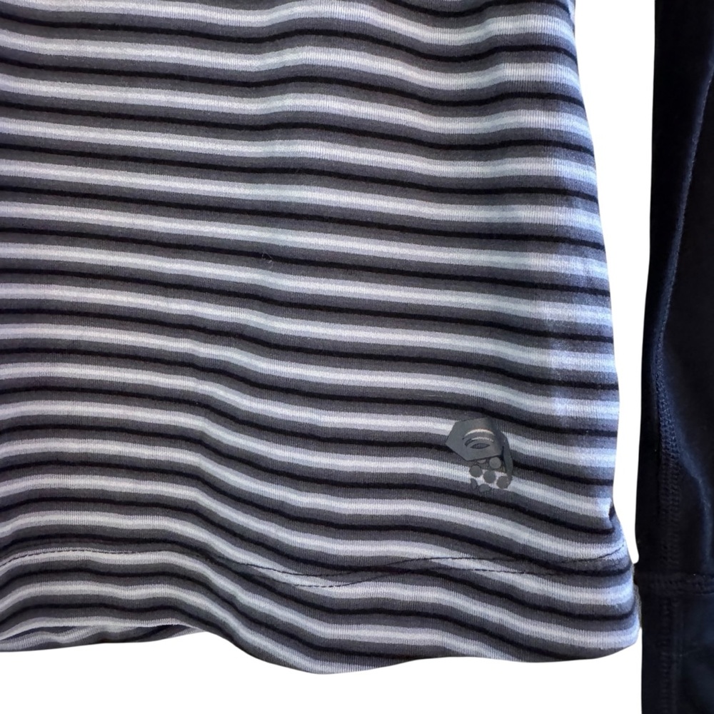 MOUNTAIN HARDWEAR Butterlicious Striped Hooded Top Size Medium in Black Stripe - Picture 8 of 13
